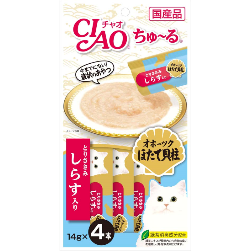 Ciao Chu ru Chicken Fillet Scallop & Whitebait 14g x 4