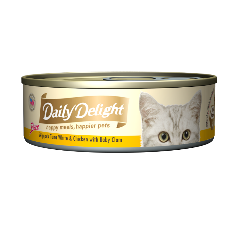 Daily Delights Pure Skipjack Tuna White & Chicken with Baby Clam 80g