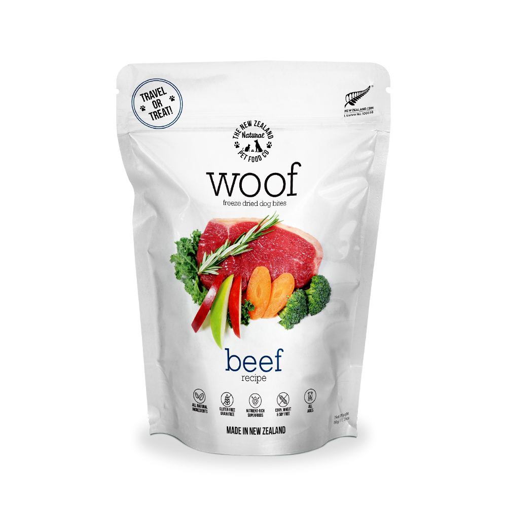 WOOF Freeze Dried Raw Beef Dog Treats 50g