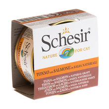 Load image into Gallery viewer, Schesir Tuna with Salmon in Natural Gravy For Cats 70g
